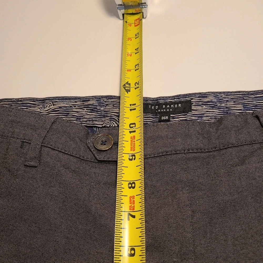Ted Baker London Mens Slim Fit Chino Pants Charcoal Grey Textured 36R